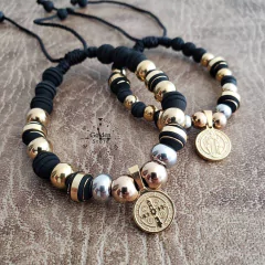 PULSERAS PARA PAREJAS MEDALLAS DE SAN BENITO