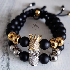 Pulseras para Parejas Acero/Neopreno KING & QUEEN