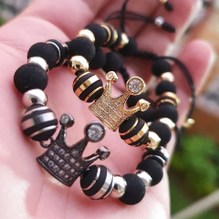 PULSERAS PARA PAREJAS NEOPRENO / ACERO INOXIDABLE KING $ QUEEN