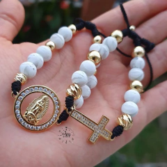 PULSERAS EN PAREJA CRUZ Y VIRGEN