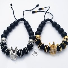 Pulseras para pareja Neopreno / Acero / onix mate