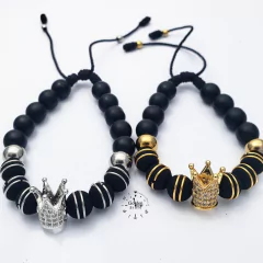 Pulseras para pareja Neopreno / Acero / onix mate