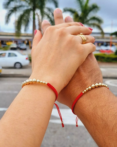 Pulseras en pareja Hilo Rojo Balines en ORO LAMINADO 18K