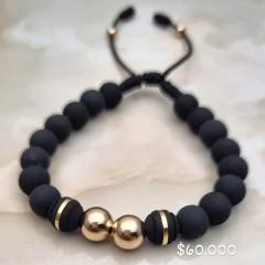 PULSERA NEOPRENO Y BALIN DE ORO LAMINADO 18K