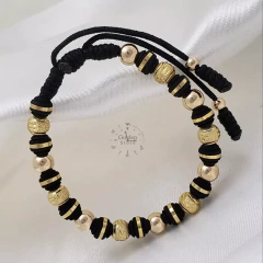 PULSERA NEOPRENO Y BALIN DE ORO LAMINADO 18K