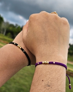 PULSERAS PARA PAREJAS TEJIDAS CON BALINES EN ORO LAMINADO 18K