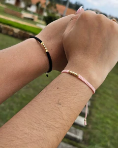 PULSERAS PARA PAREJAS TEJIDAS CON BALINES EN ORO LAMINADO 18K