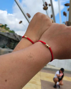 PULSERAS PARA PAREJAS TEJIDAS CON BALINES EN ORO LAMINADO 18K