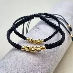 PAR DE PULSERAS CON BALINES ITALIANOS DE ORO LAMINADO 18K