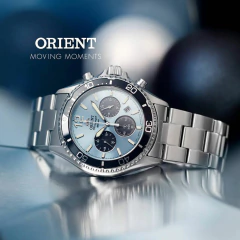 Reloj Orient Mako Solar Chrono 20° Aniversario RA-TX0206L10B | Edición Limitada de Buceo – Azul Cielo