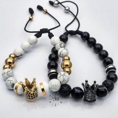 PULSERA NEOPRENO / ACERO / PIEDRA PAREJA X2