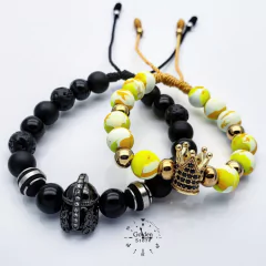 Pulseras en Pareja Neopreno , Piedra Natural y Acero