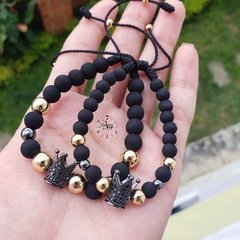 PULSERA EN PAREJA CORONA NEOPRENO ACERO - comprar online