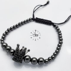 PULSERA CON CORONA RODIO Y ACERO INOXIDABLE