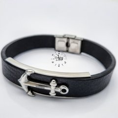 PULSERA ANCLA CUERO / ACERO INOXIDABLE