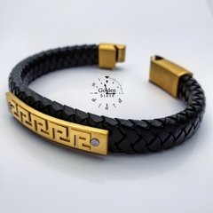 PULSERA CUERO TEJIDO / ACERO INOXIDABLE