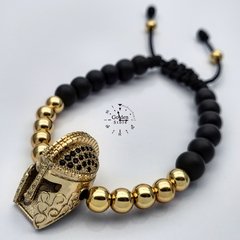 PULSERA GLADIADOR ONIX NEGRO MATE / ACERO INOXIDABLE