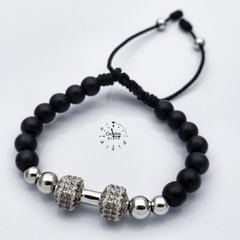 PULSERA MANCUERNA ONIX MATE / ACERO INOXIDABLE
