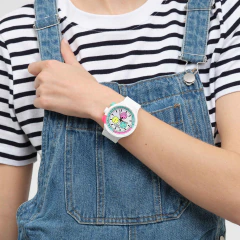 Reloj Swatch THE PURITY OF NEON SB06W100 Blanco Oversize - GOLDEN STORE
