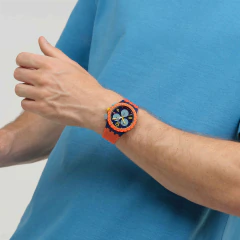Reloj Swatch CAMO FLASH SUSI400 Cronógrafo Azul y Naranja - GOLDEN STORE