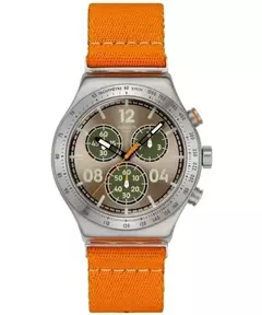 Reloj Swatch YVS101 – Irony Chrono Marrón con Correa Naranja 43mm Acero Textil 3 ATM - comprar online