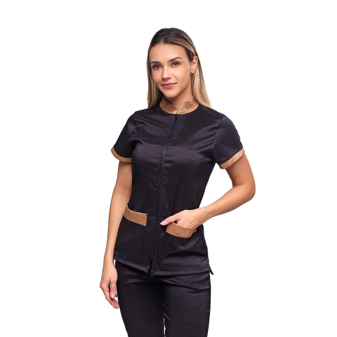 Jaleco Feminino Premium Preto e Dourado - comprar online