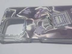 Moto G05 E15 Funda Glitter strass Love Lila - Tecnostreet785