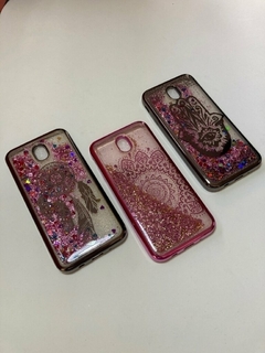 sams j7 pro funda agua con brillos