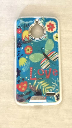 Moto E4 Funda ref brillos mariposa Love