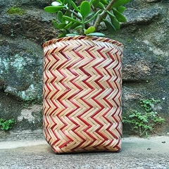 Cesto Tikuna Cru/Verm 25Cm Alt - comprar online