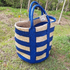 Cesto Piaçava Azul E Branco Ba - comprar online