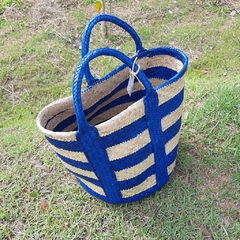 Cesto Piaçava Azul E Branco Ba na internet