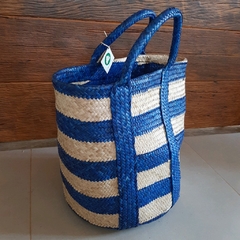 Imagem do Cesto Piaçava Azul E Branco Ba