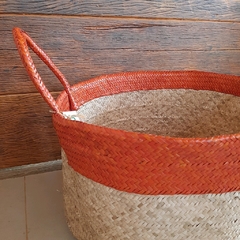 Cesto Palha Com Alça Laranja - comprar online