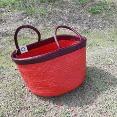 Cesto Vermelho Com A Alça Marrom - Sambaki Brasil