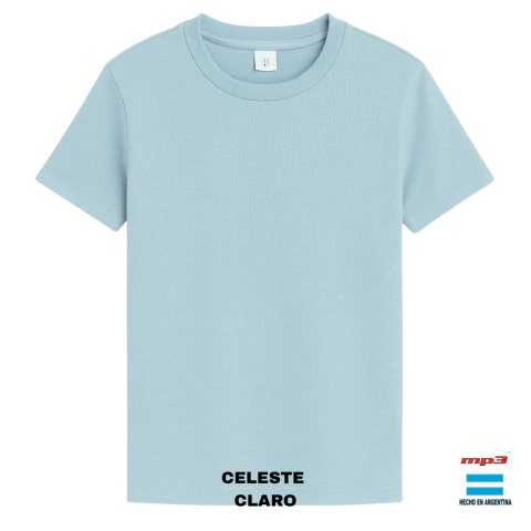 Remera Manga Corta de Ribb de Algodon Celeste Claro - comprar online
