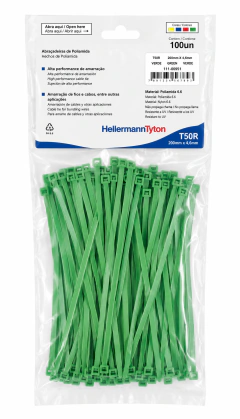 Precinto Poliamida x100u T50R Verde 200mmx4,6mm - HellermannTyton