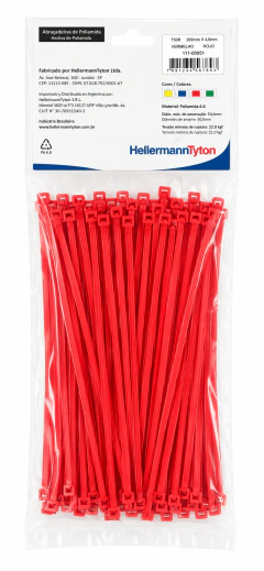 Precinto Poliamida x100u T50R Rojo 200mmx4,6mm - HellermannTyton