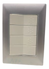 Llave Cambre Siglo Xxii 4 Teclas Puntos Blanco Y Aluminio