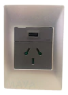 Llave Cambre Sxxii Gris Toma Usb + 220v Aluminio