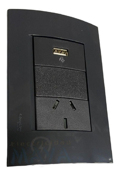Llave Usb Simple 1a + Toma Gris Roda Schneider Armado