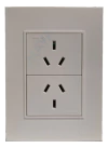 Llave Cambre Bauhaus Toma Doble Vertical Tapa Ribete Blanco