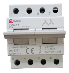 Llave Conmutadora Bipolar 63a Elibet Para Riel Din