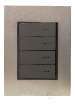 Llave Cambre Bauhaus 4 Teclas Punto Gris Tapa Aluminio