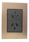 Llave Toma Doble Vertical Cambre Bauhaus Gris Y Champagne