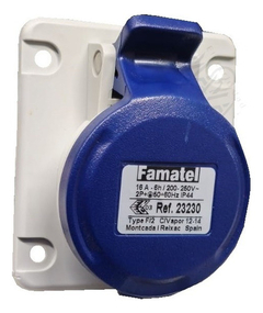 Base Hembra Toma Industrial 2 Polos + Tierra 16a Famatel