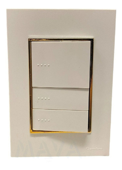 Llave Cambre Bauhaus 3 Teclas Blanco Oro Y Blanco
