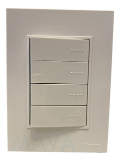 Llave Cambre Bauhaus 4 Teclas Punto Tapa Ribete Blanco