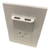 Llave Cambre Toma + Usb Doble 3a Carga Rapida Bauhaus Blanco