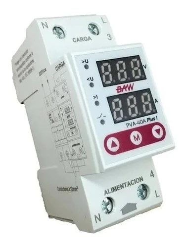 Protector Tension Monofasico Riel Din 40a Baw Volt Amperimet